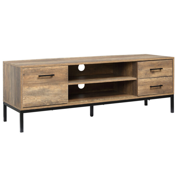 Easycomfort Mobile TV up to 50" with a Cabinet and 2 Cassettes in Truciolato, 132x39x45.5cm, Coffee