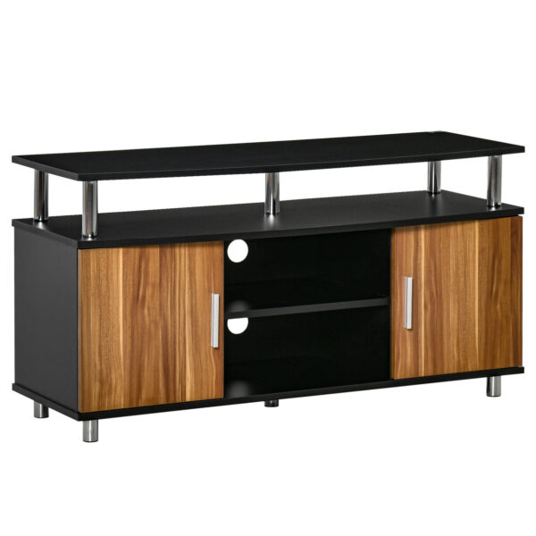 EasyComfort Mobiele TV Modern met 2 Rips, Passacavi Fours en 2 Kledingkast in MDF 105x40x55cm - Zwart/Marrone