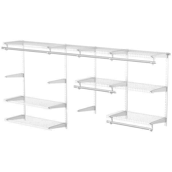 Easycomfort Organizer in Wall Mounted Steel with 9 Adjustable Rips and 5 Stands for Hanging, 249.4x38.8x162 cm, White