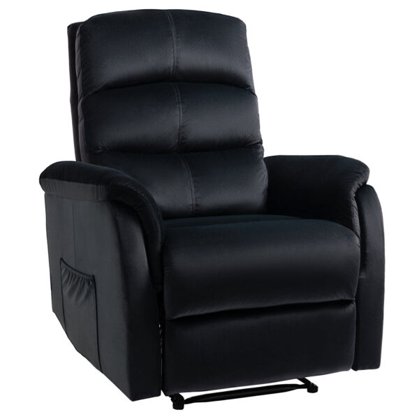 EasyComfort Relaxfauteuil, verstelbaar tot 155° met Poggiatesta en Poggiapiedi, in stof, 85x95x104cm, zwart