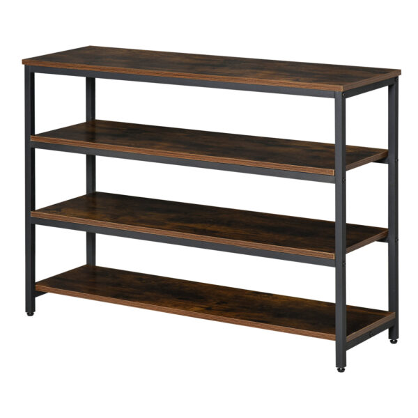 Easycomfort Industriële Stijl Coffle 4 Rips, Mobiele Woonbibliotheek, Entree, Slaapkamer, Metaal en Hout, Bruin, 100x30x72cm