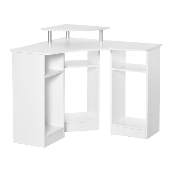 Easycomfort Hoekbureau met 3 seizoenen, kamer- of kantoorbureau, houten pc-bureau met Ripiano-monitor, wit