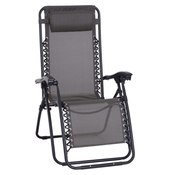 EASYCOMFORT Zero Gravity Reclining and Folding Deckchair in Texteline, Grey