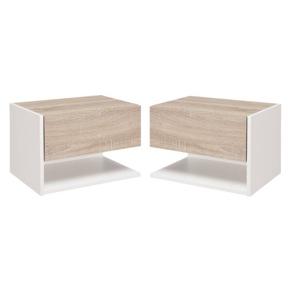Easycomfort Set van 2 Wandhangstoelen met Cassette en Mensole, Moderne Slaapkamermeubels, Wit en Rover