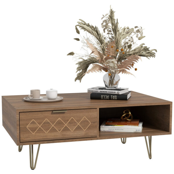 Easycomfort salontafel met 2 open vakken en 2 cassettes in vrachtwagen en metaal, 95x62x36,5 cm