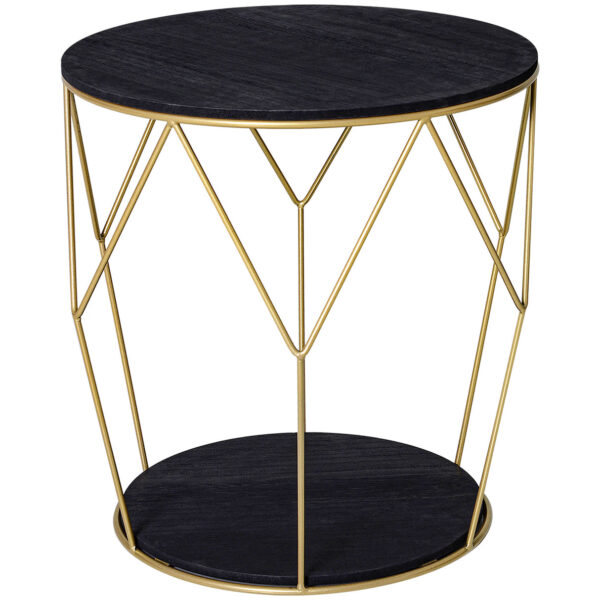 Easycomfort Geometrisch Design Salontafel, Moderne Woonkamertafel van Metaal en MDF, Kleuren: Goud en Zwart (?45x48cm)