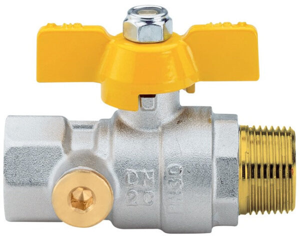 Enolgas Ball Valve Stop With Butterfly With Pressure Port For Gas Male Model 3/4'' Code S1438n35