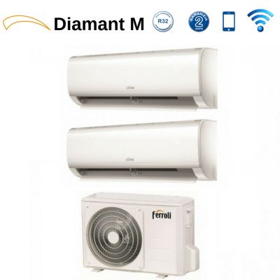 Ferroli Dual Split Inverter Airconditioner DIAMANT PLUS M 7+7 Serie met 14-2 R-32 Geïntegreerde Wi-Fi 7000+7000 - Nieuw