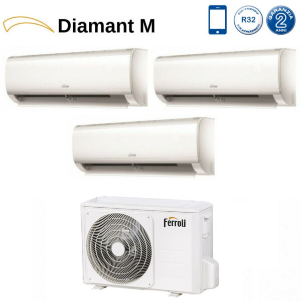 Air Conditioner Ferroli Trial Split Inverter Series DIAMANT M 9+9+9 with 27-3 R-32 Integrated Wi-Fi 9000+9000