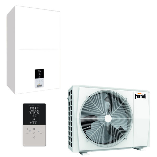 Omkeerbare lucht-water inverter warmtepomp Ferroli OMNIA S 3.2 16 eenfase R-32 met bediening inbegrepen