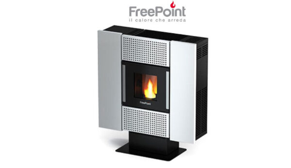 FREEPOINT PELLET STOVE model SQUARE AIRTIGHT GLASS 6.5 kW color WHITE