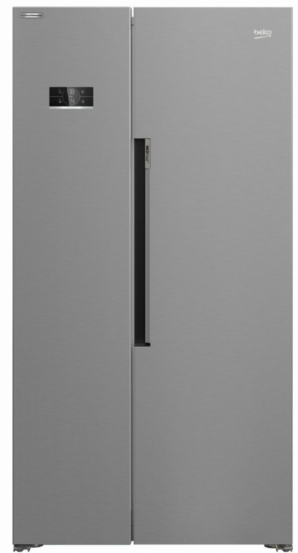 Beko GN1603140XBN Side-by-Side koelkast 580 liter Energielabel E (A179xL91P70.5) Total No Frost HarvestFresh-technologie ProSmart Inverter-compressor Roestvrij staal/metaal