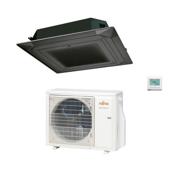 Fujitsu Airconditioner 4-weg cassette KR circulaire flow serie 54000 Btu R-32 code. 3NGF88460 Zwart AUXG54KRLB - NIEUW