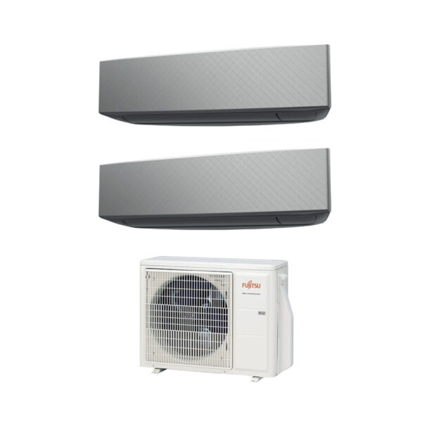 Fujitsu Dual Split Inverter Airconditioner KE 12+12 serie met AOYG18KBTA2 R-32 Wi-Fi Optioneel 12000+12000 Kleur Zilver - Nieuw
