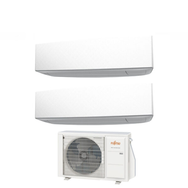 Fujitsu Dual Split Inverter Airconditioner KE WHITE 9+9 serie met AOYG18KBTA2 R-32 Geïntegreerde Wi-Fi 9000+9000 Witte Kleur