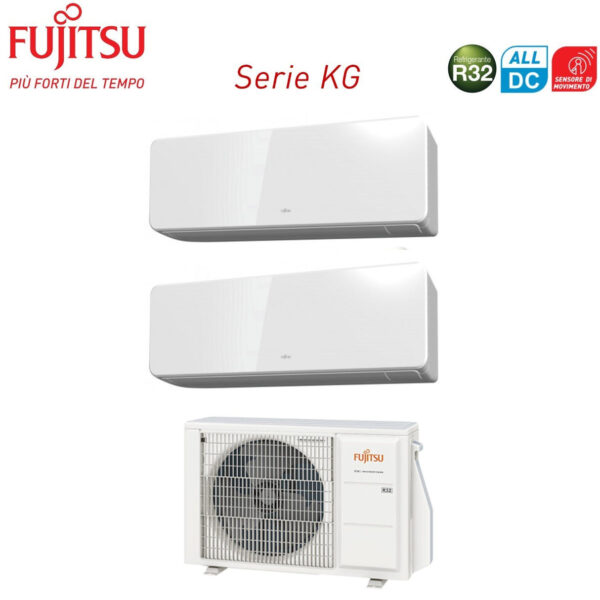 Fujitsu Dual Split Inverter Air Conditioning KG 7+7 series with AOHG14KBTA2 R-32 Wi-Fi Optional 7000+7000