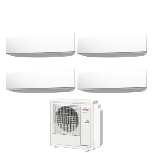 Fujitsu Quadri Split Inverter Air Conditioner KE WHITE series 7+9+9+9+14 with AOYG30KBTA4 R-32 Integrated Wi-Fi 7000+9000+9000+14000 White Color