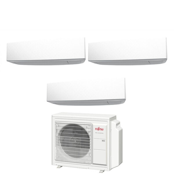 Fujitsu Trial Split Inverter Air Conditioner KE WHITE series 7+9+9 with AOYG24KBTA3 R-32 Integrated Wi-Fi 7000+9000+9000 White color