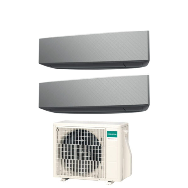General Fujitsu Dual Split Inverter Air Conditioning KETA SILVER 7+7 series with AOHG14KBTA2 R-32 Wi-Fi Optional 7000+7000 Silver Color - New
