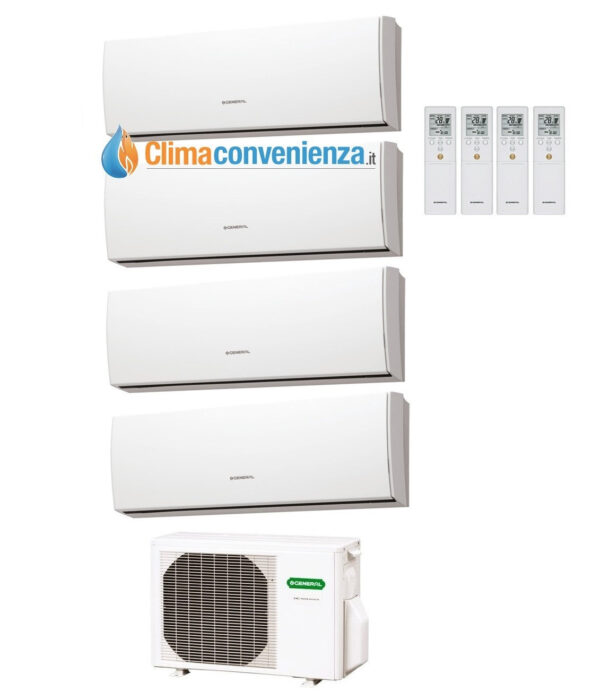 Airconditioner vierkante split-inverter Fujitsu General Series LU 9000+9000+9000+12000 met AOHG30LAT4 9+9+9+12 LUCA