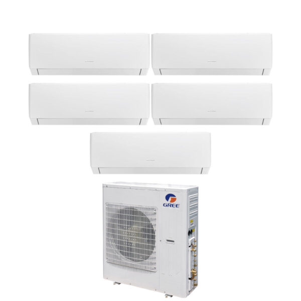 Airconditioner Groene Penta Split Inverter Serie PULAR 9+12+12+12+12 met GWHD(42)NK6LO R-32 Wi-Fi Geïntegreerd 9000+12000+12000+12000+12000