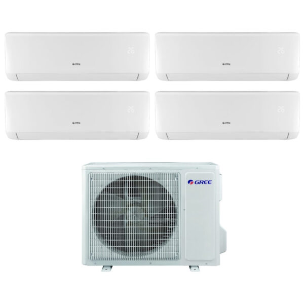 Groene Quadri Split Inverter Airconditioning BORA serie 9+9+9+12 met GWHD28NK6LO R-32 9000+9000+9000+12000