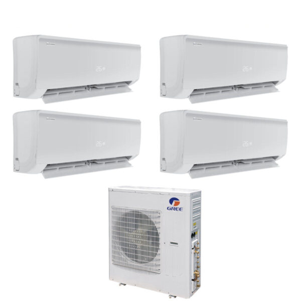 Grijze Quadri Split Inverter Airconditioner BORA PLUS serie 9+12+12+12+12 met GWHD(36)NK6LO R-32 Wi-Fi Optioneel 9000+12000+12000+12000