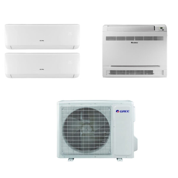 Groene proef split inverter airco BORA serie + console 9+9+12 met GWHD24NK6KO R-32 9000+9000+12000