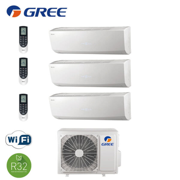 GREE TRIAL SPLIT INVERTER AIRCONDITIONER LOMO 9+9+9 serie met GWHD21NK6LO Wi-Fi R-32