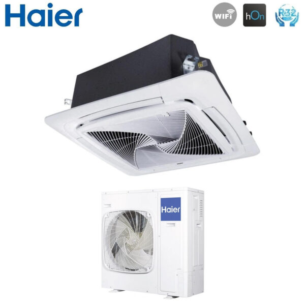 Haier Airconditioner Cassette 90x90 Ronde Stroom 36000 Btu ABH105H1ERG Enkele Fase R-32 Wi-Fi Optioneel zonder sensorpaneel Haier YR-E16B Draadbediening