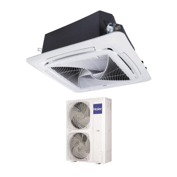 Haier Air Conditioner Cassette 90x90 Round Flow 60000 Btu ABH160K1ERG Three-Phase R-32 Wi-Fi Optional with No Sensor Panel Included Haier YR-E16B Wire Control