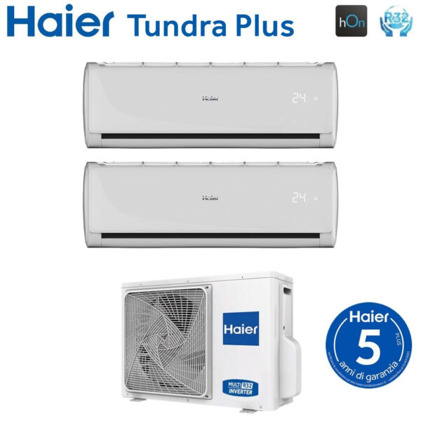 Haier Dual Split Inverter Airconditioner TUNDRA PLUS 7+12 serie met 2U50S2SM1FA R-32 Geïntegreerde Wi-Fi 7000+12000