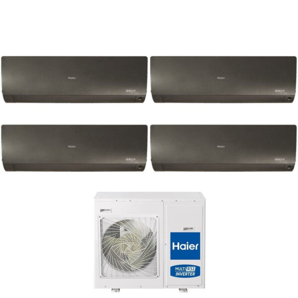 Airconditioner Haier Square Split Inverter Serie FLEXIS PLUS ZWART 7+7+9+24 met 4U75S2SR3FA R-32 Wi-Fi Geïntegreerd Kleur Zwart 7000+7000+9000+24000