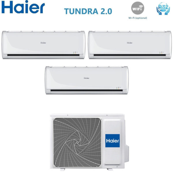 Haier Trial Split Inverter Airconditioning TUNDRA 2.0 serie 7+7+12 met 3U70S2SR2FA R-32 Wi-Fi Optie 7000+7000+12000