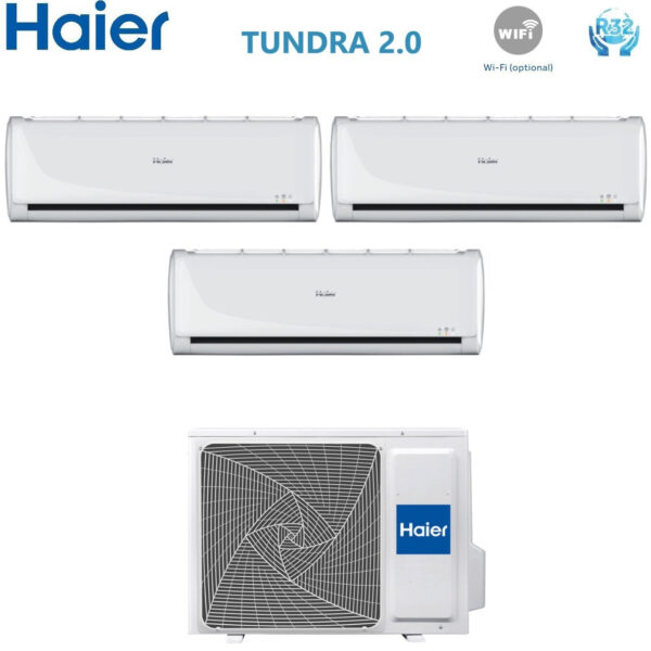 Haier Trial Split Inverter Airconditioner TUNDRA 2.0 serie 9+9+12 met 3U70S2SR2FA R-32 Wi-Fi Optioneel 9000+9000+12000 - Nieuw