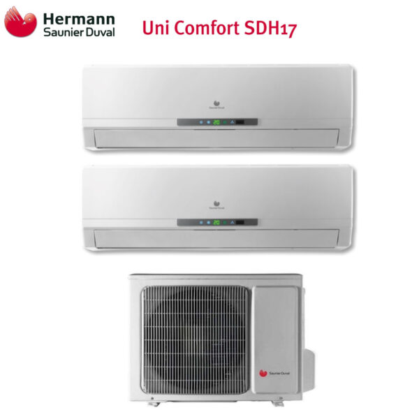 Hermann Saunier Duval Dual Split Inverter Airconditioner UNI COMFORT 9+9 serie met SDH17-060MC2NO R-410 9000+9000 - ONDER DE KOSTEN
