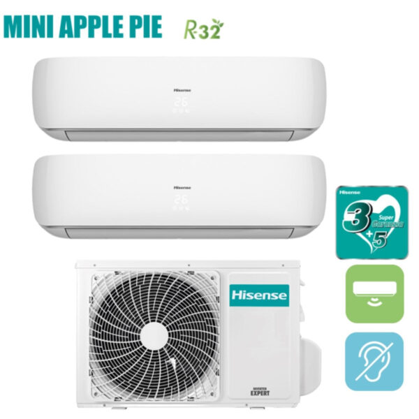 Hisense Dual Split Inverter Airconditioning MINI APPLE PIE 12+12 serie met 2AMW50U4RXA R-32 Wi-Fi Optie 12000+12000
