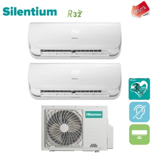 Hisense Dual Split Inverter Airconditioner SILENTIUM 9+9 serie met 2AMW35U4RRA R-32 Geïntegreerde Wi-Fi 9000+9000 - Nieuw