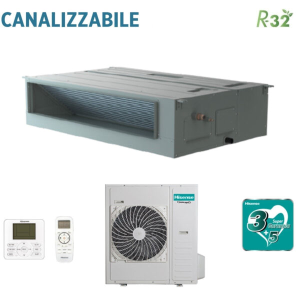 Hisense Ducted Inverter Air Conditioning 42000 Btu AUD125UX4SHH3 + AUW125U4RT5 R-32 with Standard and Wired Remote Control