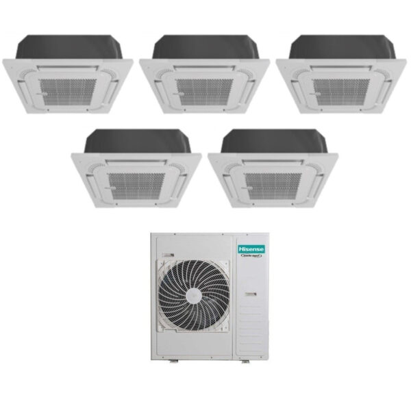 Hisense Penta Split Cassette Airconditioner 9+9+9+9+9 met 5AMW125U4RTA R-32 9000+9000+9000+9000 met standaard afstandsbediening en paneel inbegrepen