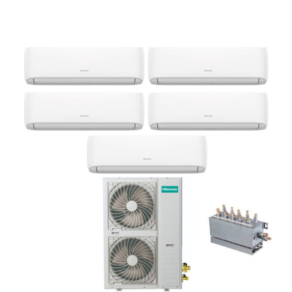 Hisense Penta Split Inverter Airconditioner Hi-COMFORT 9+9+9+12+12 serie met AMW123U4SE R-410 Geïntegreerde Wi-Fi Inclusief aftakdoos 9000+9000+12000+12000