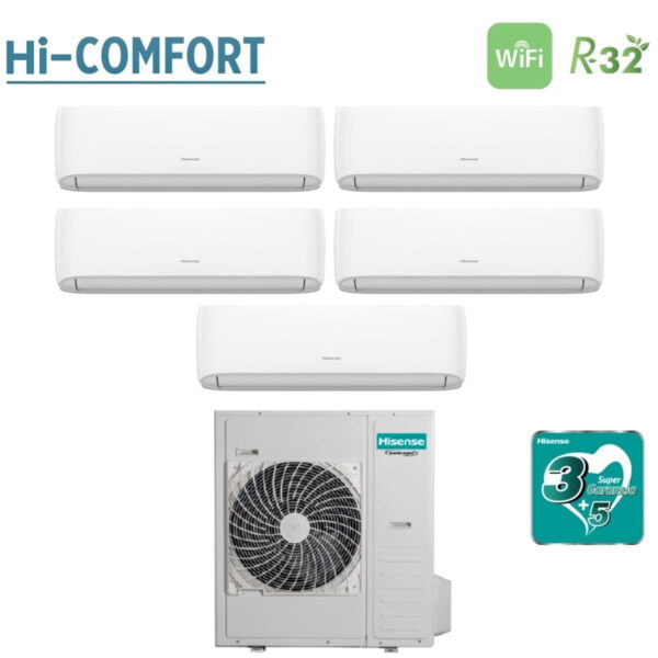 Hisense Penta Split Inverter Airconditioner HI-COMFORT 9+9+9+9+9+18 serie met 5AMW125U4RTA R-32 Geïntegreerde Wi-Fi 9000+9000+9000+18000 - Nieuw