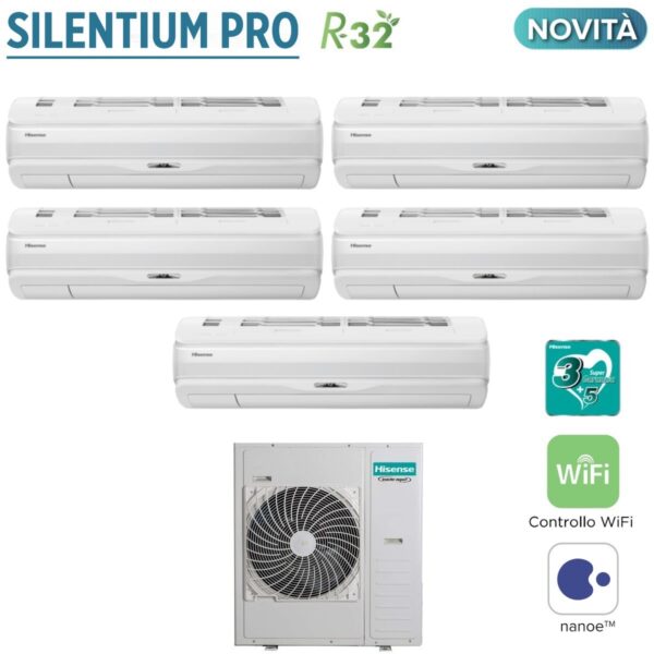Airconditioner Hisense Penta Split Inverter-serie SILENTIUM PRO 9+9+9+9+9+12 met 5AMW125U4RTA R-32 Wi-Fi geïntegreerd 9000+9000+9000+12000 - Nieuws
