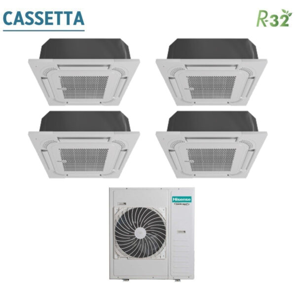 Hisense Split Cassette Airconditioner 9+9+9+9 met 5AMW125U4RTA R-32 9000+9000+9000 met standaard afstandsbediening en paneel inbegrepen