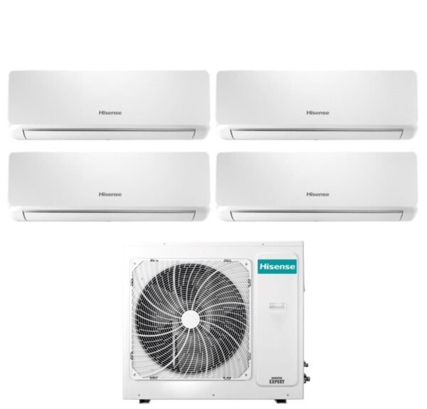Airconditioner Hisense Quaders Split Inverter Serie BIO AIR 9+9+9+12 met 4AMW81U4RAA R-32 Wi-Fi Geïntegreerd 9000+9000+9000+12000