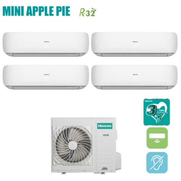 Airconditioner Hisense Quaders Split Inverter Serie MINI APPLE PIE 9+9+9+9+18 met 4AMW81U4RAA R-32 Wi-Fi Optioneel 9000+9000+18000