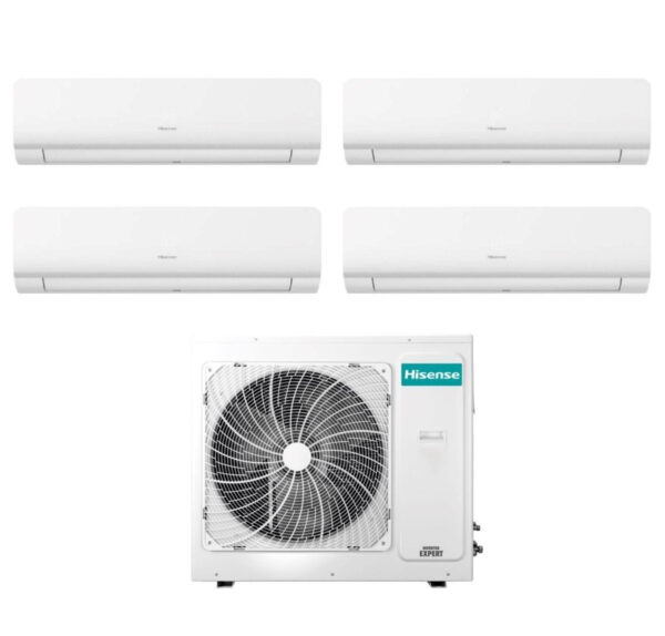 Airconditioner Hisense Quaders Split Inverter-serie NEW ENERGY 9+12+12+12 met 4AMW105U4RAA R-32 Wi-Fi Geïntegreerd 9000+12000+12000+12000
