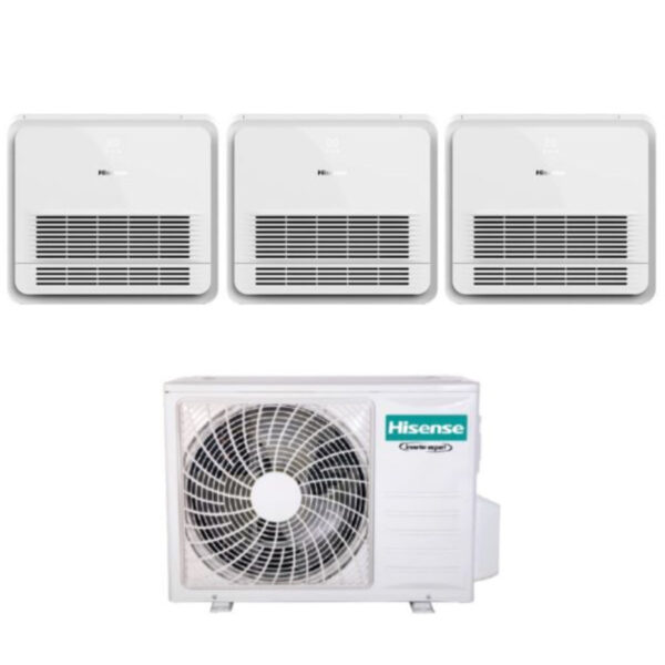 Hisense Trial Split Console 9+9+9 Air Conditioner with 3AMW72U4RFA R-32 Wi-Fi Optional with 9000+9000 Series Remote Control - New