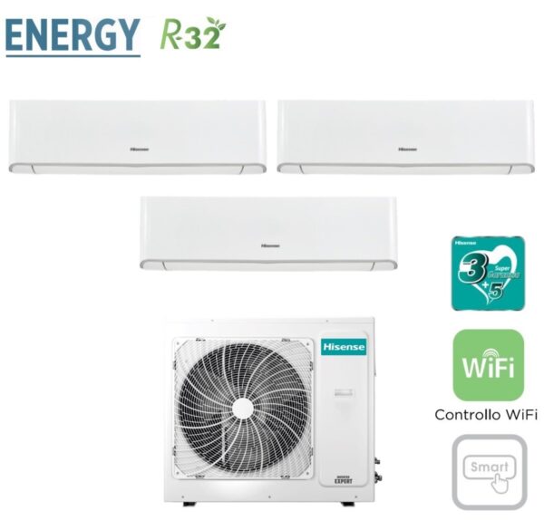 Hisense Trial Split Inverter Airconditioner ENERGY-serie 12+12+12 met 4AMW81U4RAA R-32 Geïntegreerde Wi-Fi 12000+12000+12000