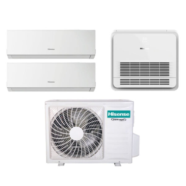 Hisense Trial Split Inverter Airconditioning NIEUWE COMFORT-serie 9000+12000 Btu + AKT 9000 Btu-console met 3AMW72U4RFA R-32 Wi-Fi Optioneel 9+9+12